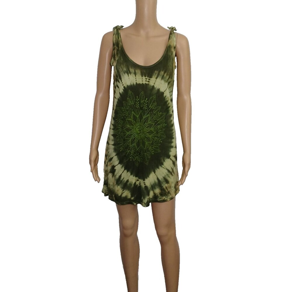 Gypsy Rose Women's Tie Die Hippie Boho Dress Top Cut Tied Shoulder Straps Summer